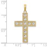10K W/ Rhodium D/C and Cut-Out Cross Charm - Image 3