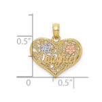 10K Two-tone w/White Rhodium #1 DAUGHTER In Heart Charm - Image 3