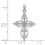 10K White Gold Beaded Cross Charm - Image 2