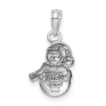 10k White Gold Snowman Pendant - Image 4