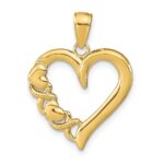 10K Polished Heart and X Pendant
