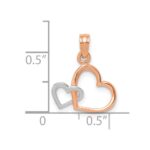 10K Two-tone Polished Intertwined Double Heart Pendant - Image 3
