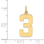 10k Large Polished Number 3 Charm - Image 3