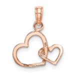 10K Rose Gold Polished Intertwined Double Heart Pendant - Image 4