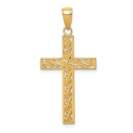 10K Rope Cross Pendant