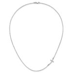 10k White Gold Small Sideways Curved Cross Necklace - Image 5