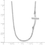 10k White Gold Small Sideways Curved Cross Necklace - Image 3