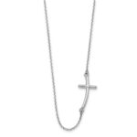 10k White Gold Large Sideways Curved Cross Necklace - Image 2