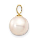 10K 8-9mm White Round Freshwater Cultured Pearl Pendant - Image 2