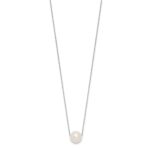 10k White Gold 10-11mm White Round Freshwater Cultured Pearl 17 inch Rope Necklace - Image 2
