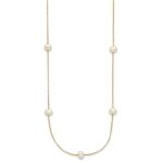 10k 5-6mm White Round Freshwater Cultured Pearl 9-Station 18 inch Necklace - Image 2