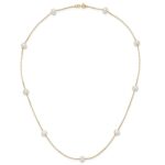 10k 5-6mm White Round Freshwater Cultured Pearl 9-Station 18 inch Necklace - Image 4