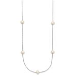 10K White Gold 5-6mm White Round Freshwater Cultured Pearl 9-station 18 inch Necklace - Image 2