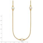 10k Polished 8-9mm Semi-Round White Freshwater Cultured Pearl 3-Station 18 inch Necklace - Image 5