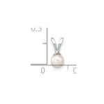 10k White Gold 3-4mm White Round Freshwater Cultured Pearl Pendant - Image 4