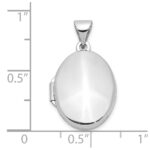 10k White Gold Polished Oval Locket - Image 2