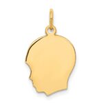10K Plain Medium .018 Gauge Facing Right Engravable Boy Head Charm - Image 3