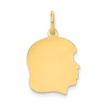 10K Plain Medium .013 Gauge Facing Right Engravable Girl Head Charm