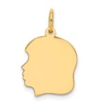 10K Plain Medium .013 Gauge Facing Right Engravable Girl Head Charm - Image 3
