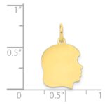 10K Plain Medium .018 Gauge Facing Right Engravable Girl Head Charm - Image 2