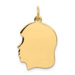 10K Plain Medium .018 Gauge Facing Right Engravable Girl Head Charm - Image 3