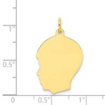 10K Plain Medium .018 Gauge Facing Left Engravable Boy Head Charm - Image 2