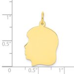10K Plain Medium .018 Gauge Facing Left Engravable Girl Head Charm - Image 2