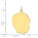 10K Plain Large .013 Gauge Facing Right Engravable Boy Head Charm - Image 2