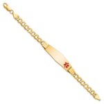 10k Semi-solid Medical Soft Diamond Shape Red Enamel Curb Link ID Bracelet - Image 3