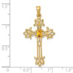 10k 5x3mm Oval Citrine cross pendant - Image 2