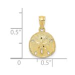 10k Gold Polished & Textured Sand Dollar Pendant - Image 3