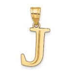 10K Polished Etched Letter J Initial Pendant