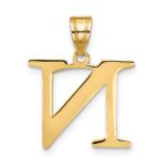 10K Polished Etched Letter N Initial Pendant - Image 3