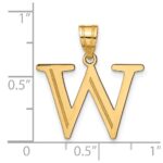 10K Polished Etched Letter W Initial Pendant - Image 4