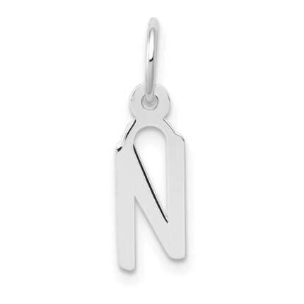 10k White Gold Small Slanted Block Initial N Char