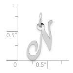 10k White Gold Small Fancy Script Initial N Charm - Image 2