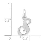 10k White Gold Small Fancy Script Initial S Charm - Image 2