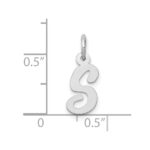 10k White Gold Small Script Initial S Charm - Image 2