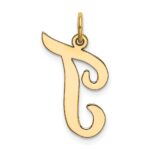 10k Large Script Letter T Initial Charm - Image 3
