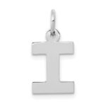 10k White Gold Small Block Initial I Charm