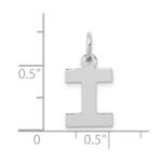 10k White Gold Small Block Initial I Charm - Image 2