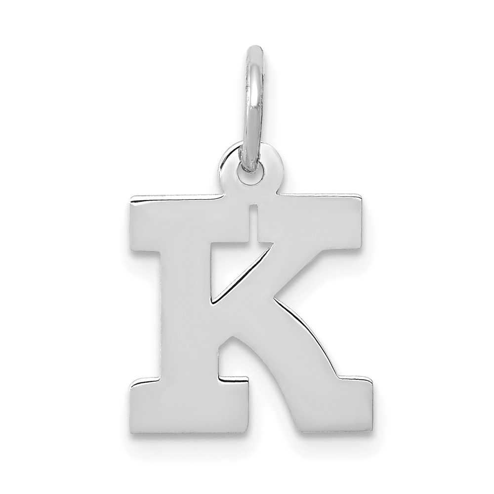 10YC665K.jpg 10k White Gold Small Block Initial K Charm - Image 1