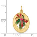 14k Enameled MERRY CHRISTMAS Mistletoe with Synthetic Stone Charm - Image 3