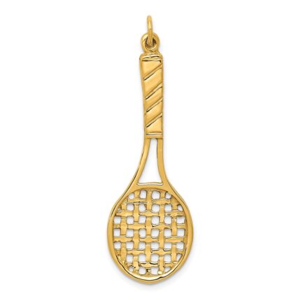 14K Large 3-D Tennis Racquet Pendant