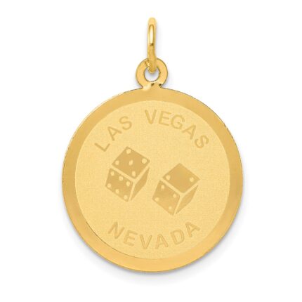 14k LAS VEGAS NEVADA with Dice Engravable 19mm Disc Charm