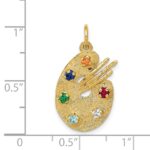 14k Multi-color CZ Stones Artist Palette Charm - Image 4