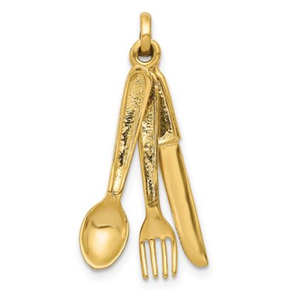 14K 3-D Knife, Fork and Spoon Charm
