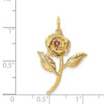 14k Red CZ Rose Charm - Image 3
