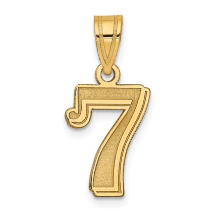14k Polished Etched Number 7 Pendant