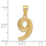 14k Polished Etched Number 9 Pendant - Image 3